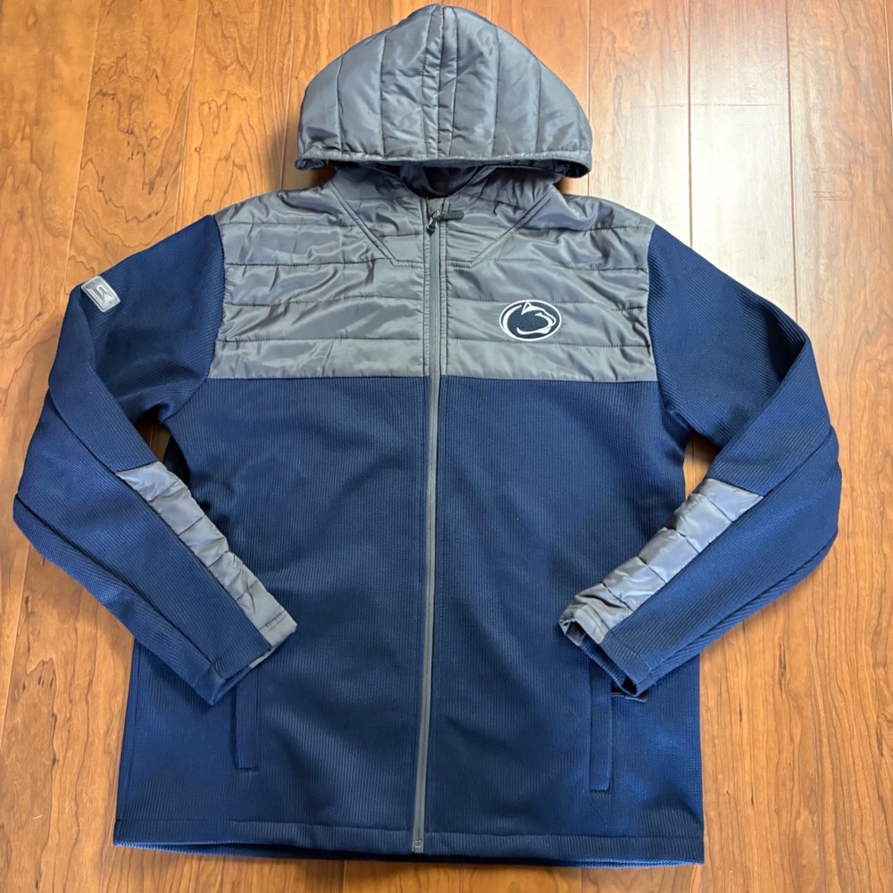 Colosseum Penn State Nittany Lions Hybrid Quilted Full Zip Hoodie Jacket Mens XL